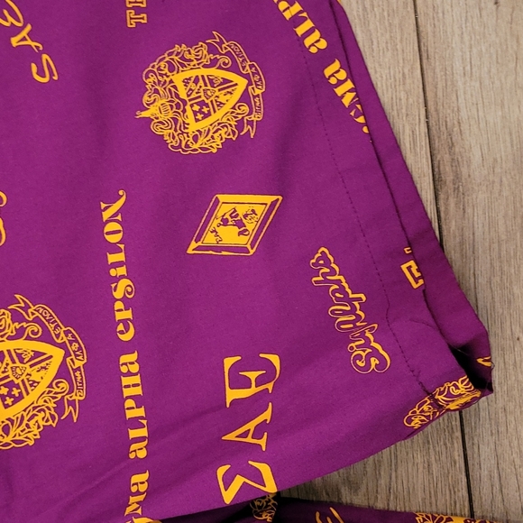 SALE!SAE Sigma Alpha Epsilon Purple Gold Large Vtg Casual Mens Drawstring Shorts - Picture 4 of 10